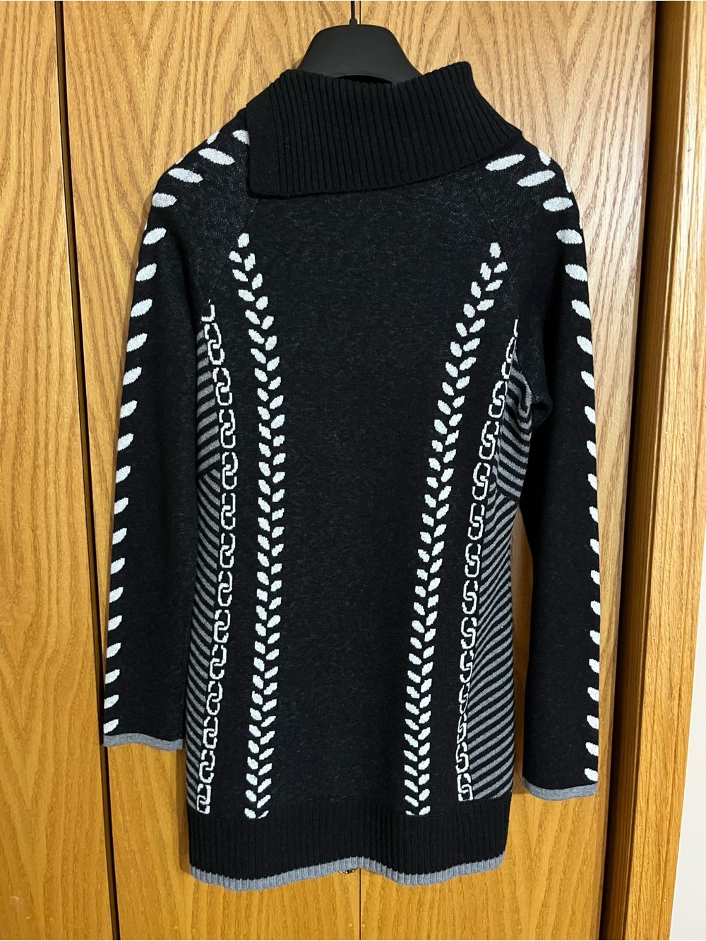 Krimson Klover Black Sweater with White & Gray Patterned Accents - Picture 2 of 4